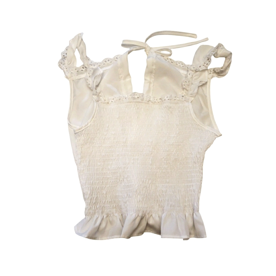 Shein White Sleeveless Ruffle Top